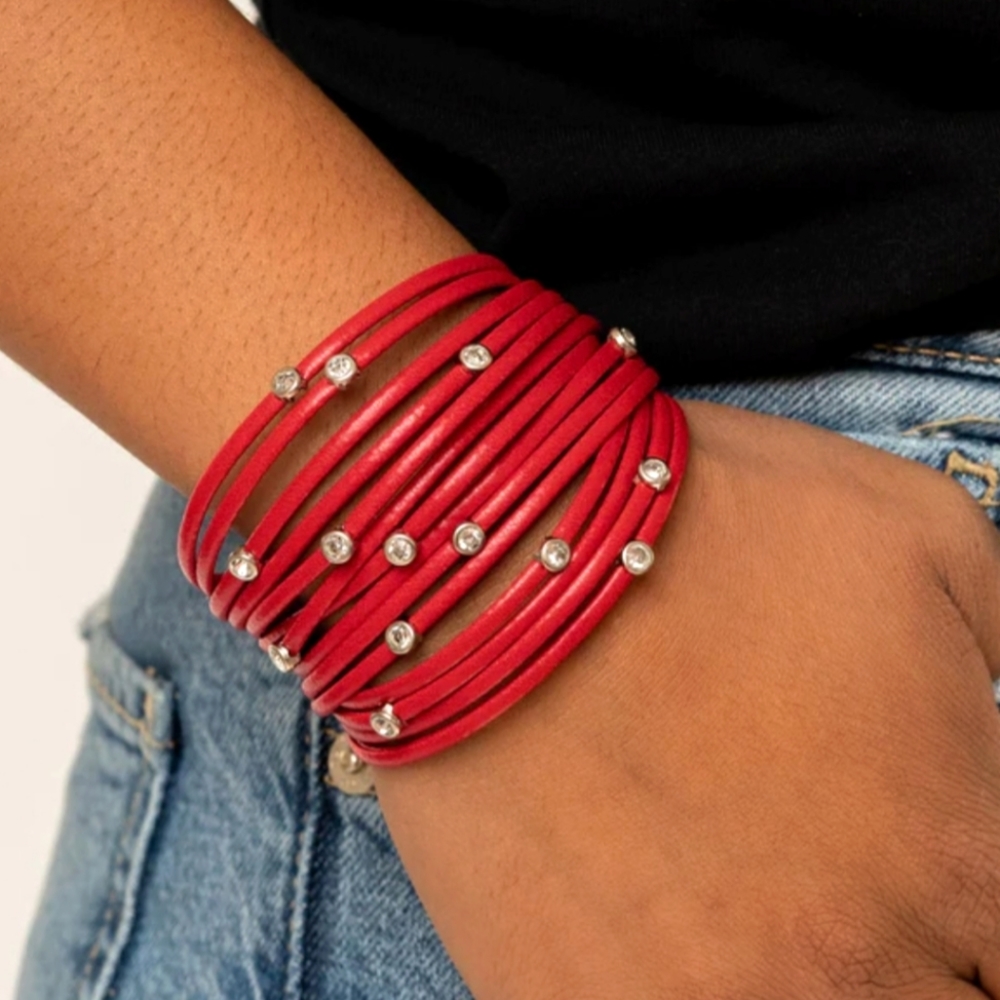 Red Snap Bracelets 2pc Set - Picture 7 of 7